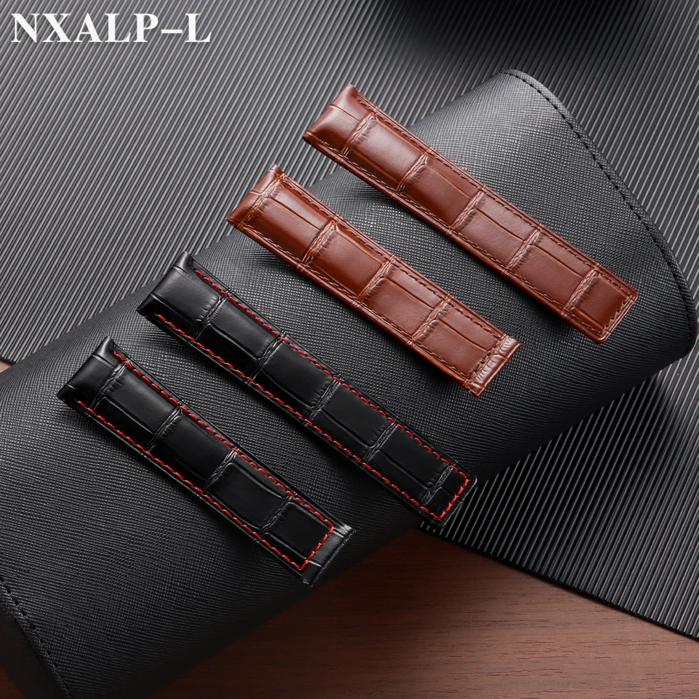 Pulseira de couro genuíno 20mm 22mm 24mm para tag heuer carrera monaco pulseira de relógio de bambu estampado acessórios masculinos