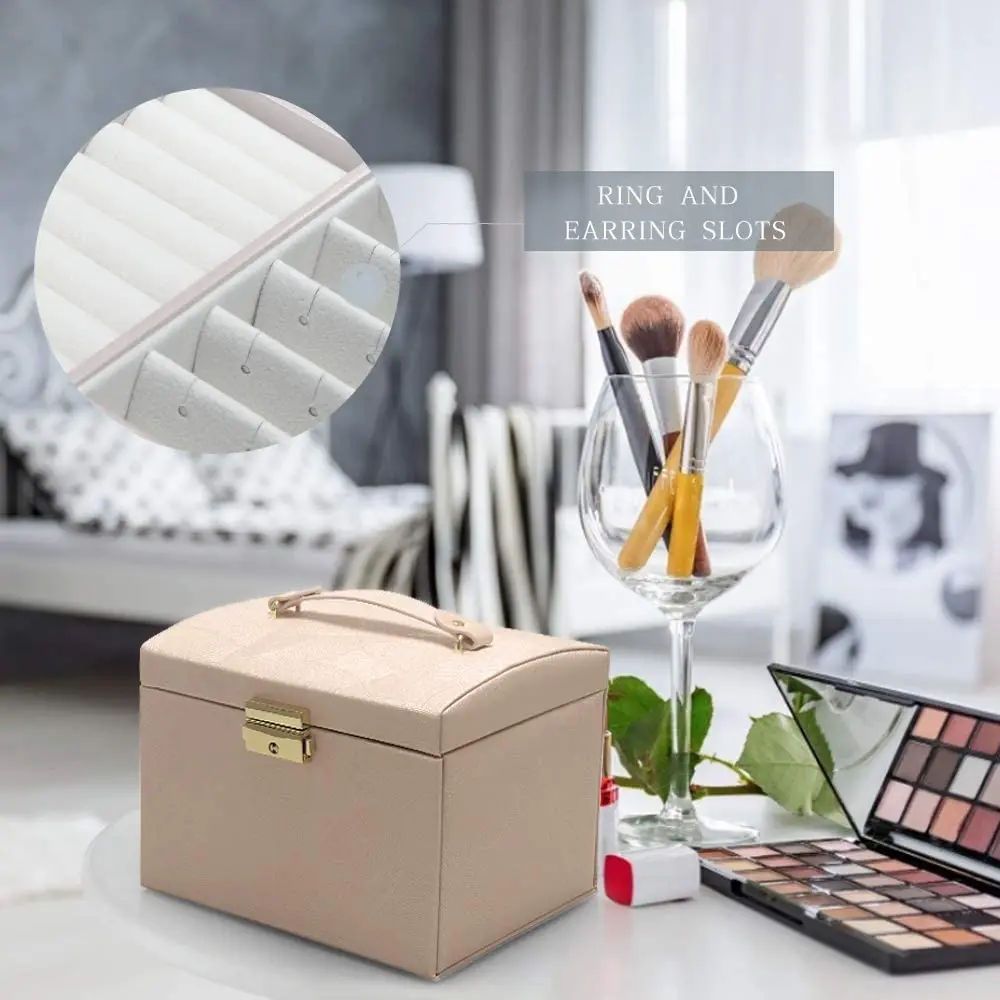 Joyero Collar de pendientes de gran capacidad con caja de almacenamiento de espejo