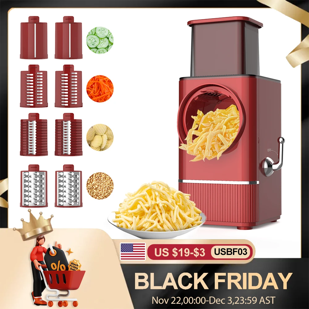 Multifunctional Electric Cheese Grater Salad Maker Automatic Vegetable Slicer for Block Cheese Potato Fruit Nuts Food Processor