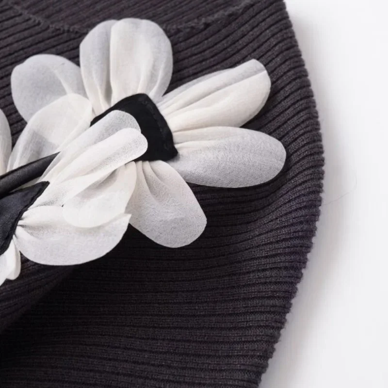 أنيقة الصلبة سترة مشغولة من الصوف زهرة سترة زر الموضة طويلة الأكمام س الرقبة الشتاء الشارع الشهير مكتب سيدة قمم معطف