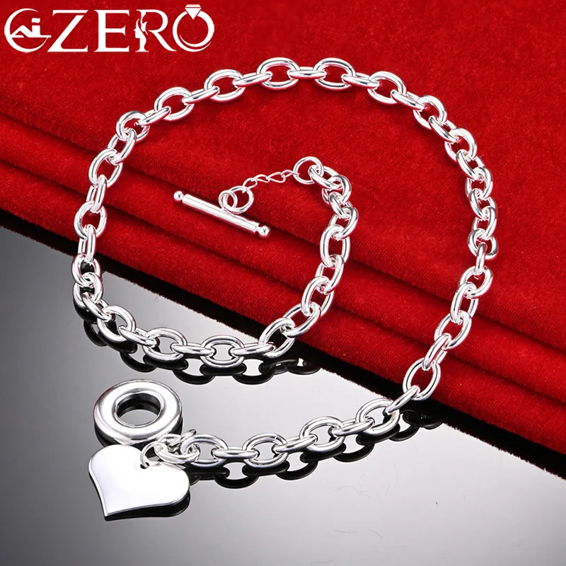 

18 Inch Chain OT Buckle Heart Pendant Necklace For Women Man 925 Sterling Silver Fashion Jewelry Charm Wedding Party Accessories