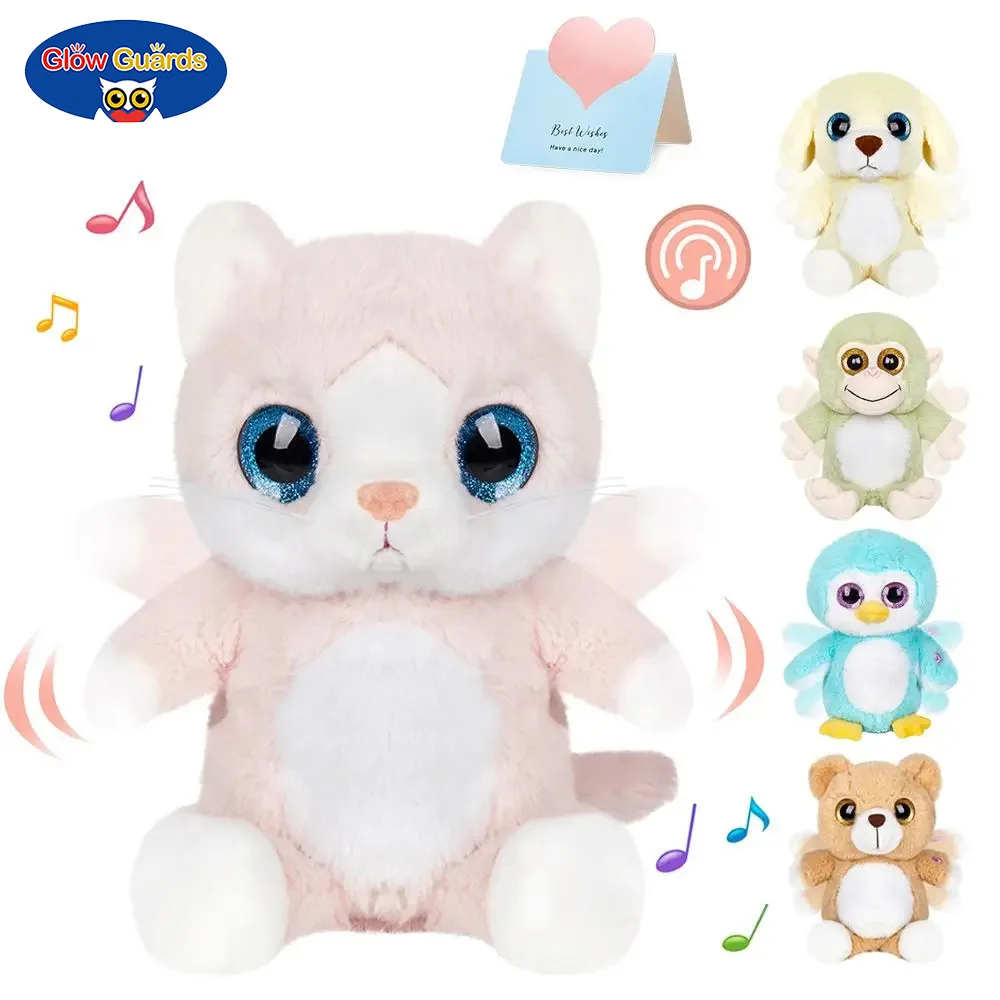 

28cm Handclap Cat Doll Toys Musical Gift Plush Toys with Big Diamond Eyes Soft Kitty Kids Toy for Girls Stuffed Animals Pillows