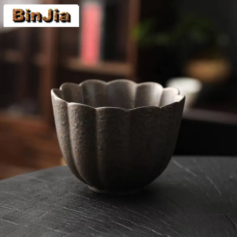 750ml Gilt Glaze Handmade Tea Washing Coarse Pottery Lotus Jianshui Vintage Washing Cup Bowl Writing-brush Washer Chaxi Crafts