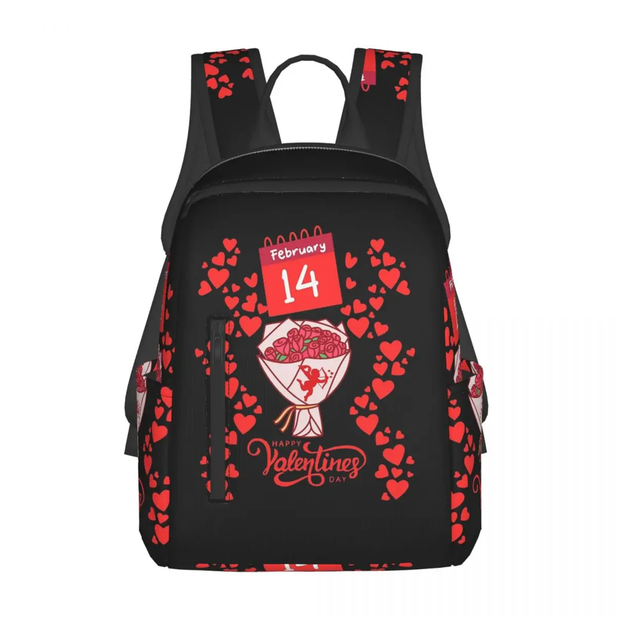 

Happy Valentine's Day - February 14 Backpack Daypack Large Capacity Kids BookBag School Bag Shoulder Bags for Men Women