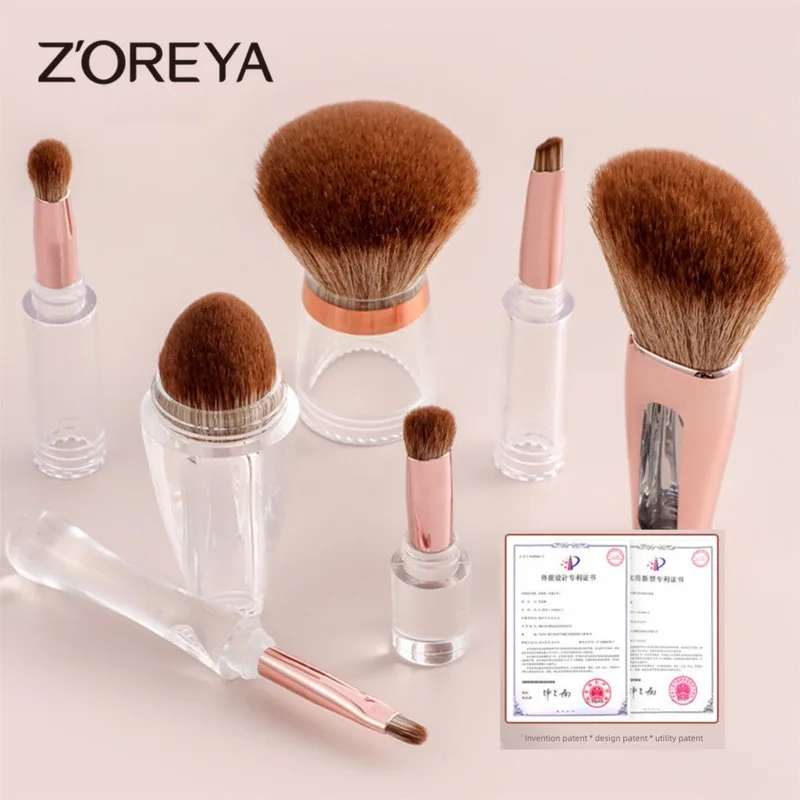 ZOREYA Manufacturer In Stock 3-In-1 Transparent Foundation Set Portable Integrated Makeup Brush