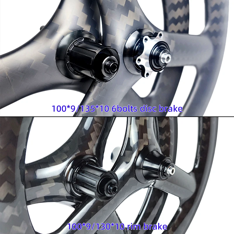 Folding Bicycle Parts 20inch 406 Trispoke 11Speed Carbon Wheel Ceramic Bearing 6 Bolts Disc Brake BESKARDI For Birdy Bike Friday