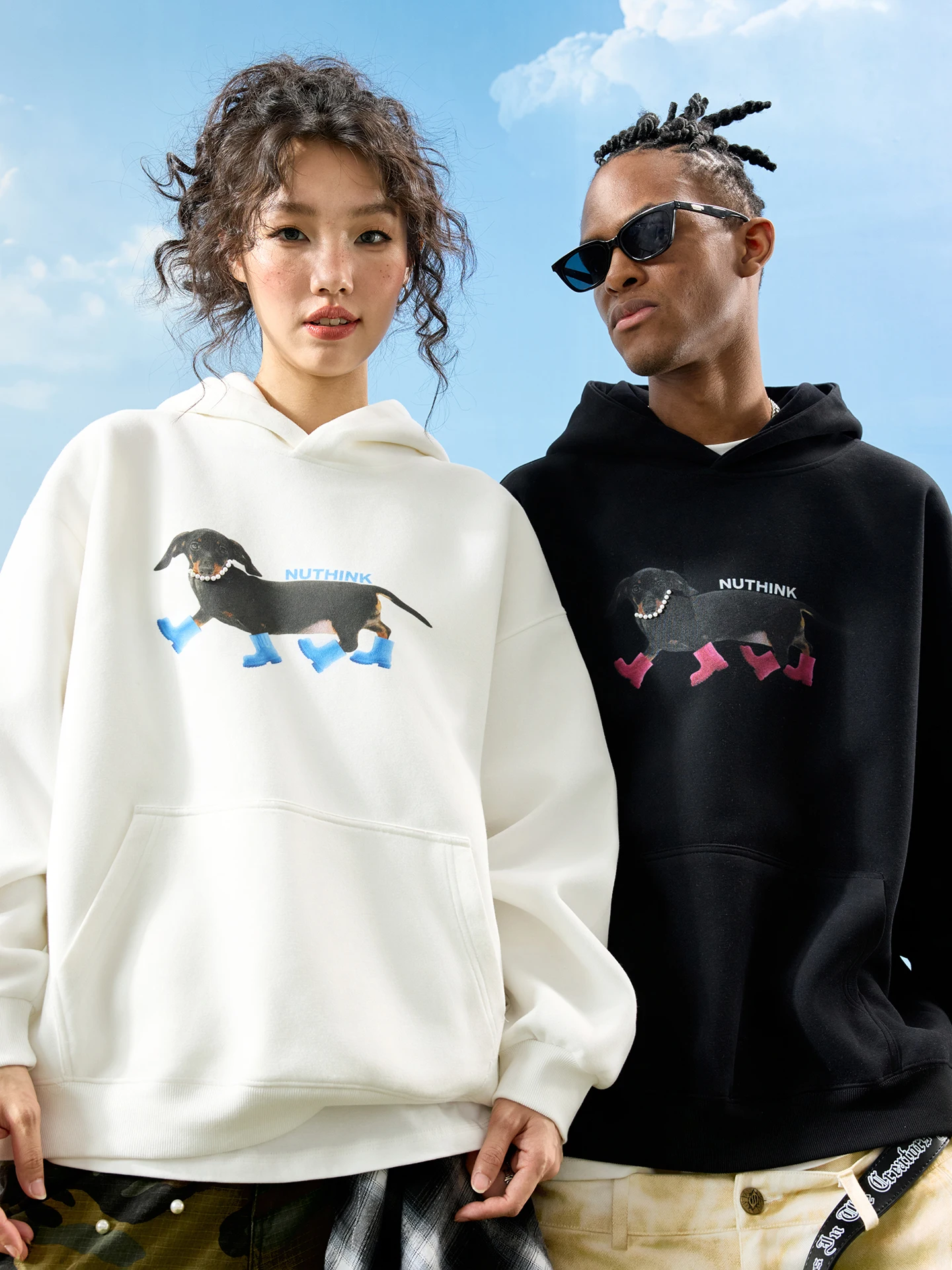 

Nuthink American Sle Свободная толстовка с капюшоном и жемчужным украшением для мужчин и женщин, зимнее новое поступление для пар