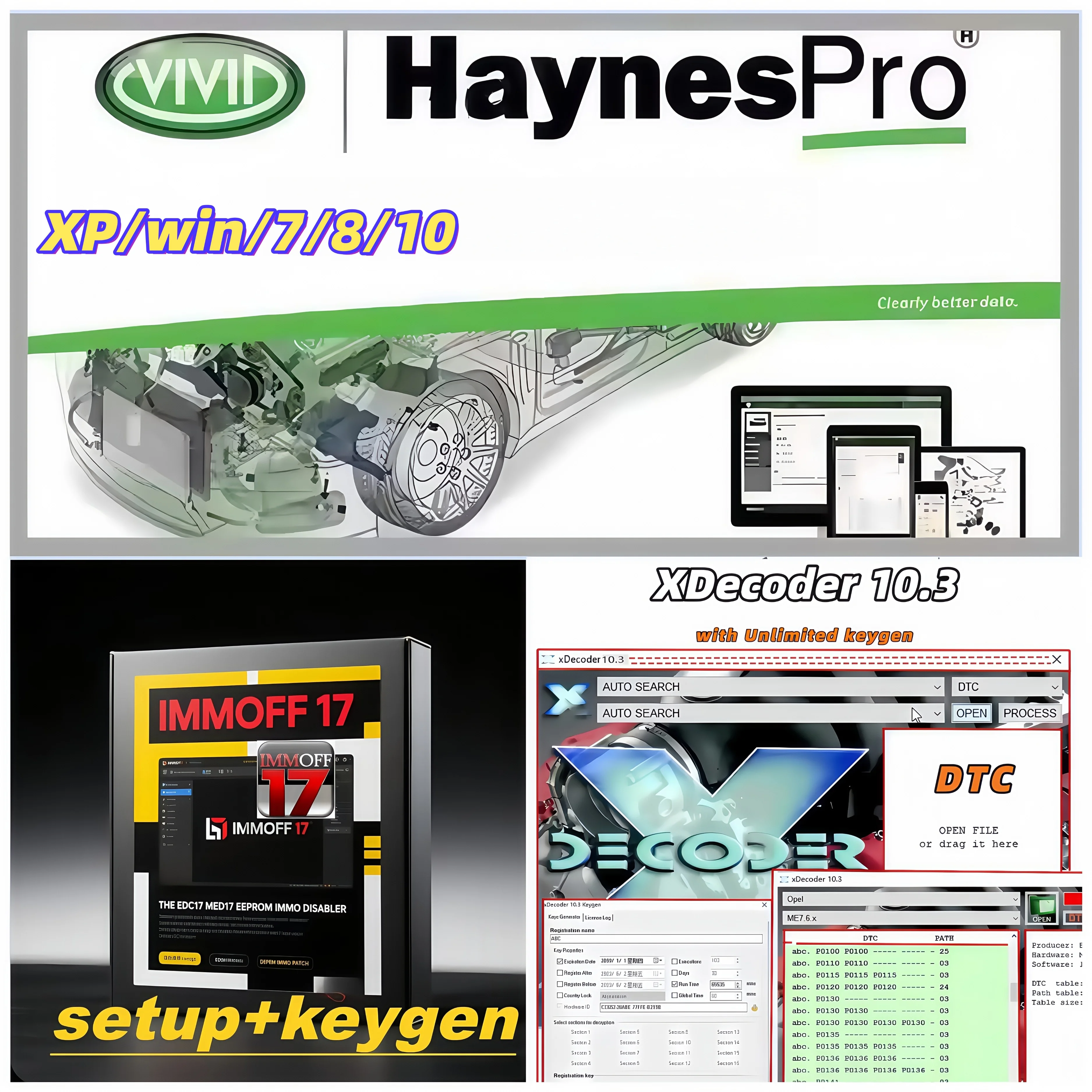 

Xdecoder IMMOFF17 HAYNES PRO Bundle: Auto DTC Delete, Immo Off ECU Program, Parts Catalog - Full Ver. Download w/ Remote Help