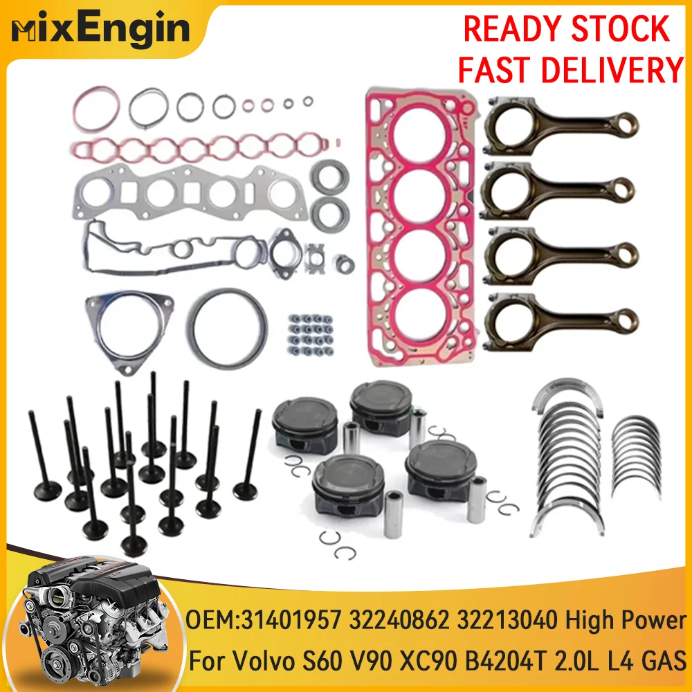 

Полный комплект прокладок двигателя, корпус поршневого подшипника, шатун клапана, подходит для 2,0 л T L4 ГАЗ для Volvo S60 S90 V60 V90 XC60 XC90 2.0L