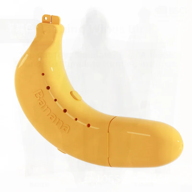 Portable Banana Storage Box Fresh-Keeping Anti-Squeeze Fruit Protection Container for School And Travel Light Yellow Plastic