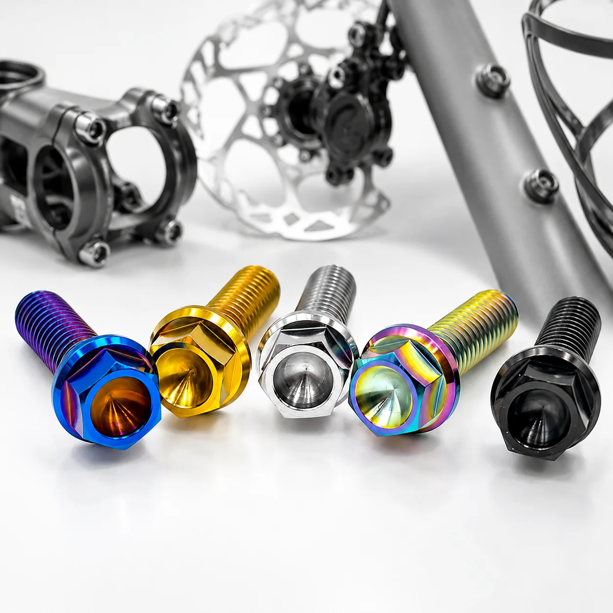 AliExpress NONE M6 Titanium Stem Bolt for MTB Bike Hex Head Flange Screw CNC Lightweight Bicycle Upgrade Bolt Mountain Road Bike Parts