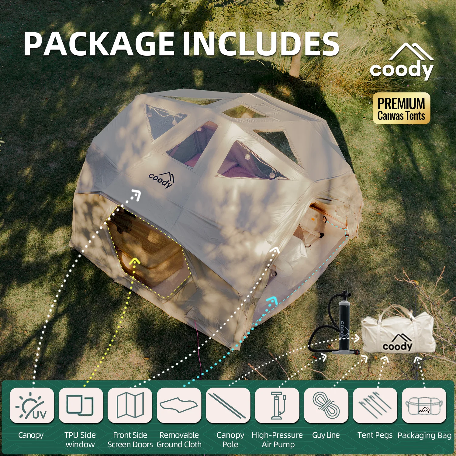 ハブシェルタープロエアテント-ベージュ高品質キャンプテント綿 - Camping Zelt Outdoor のレビューと価格