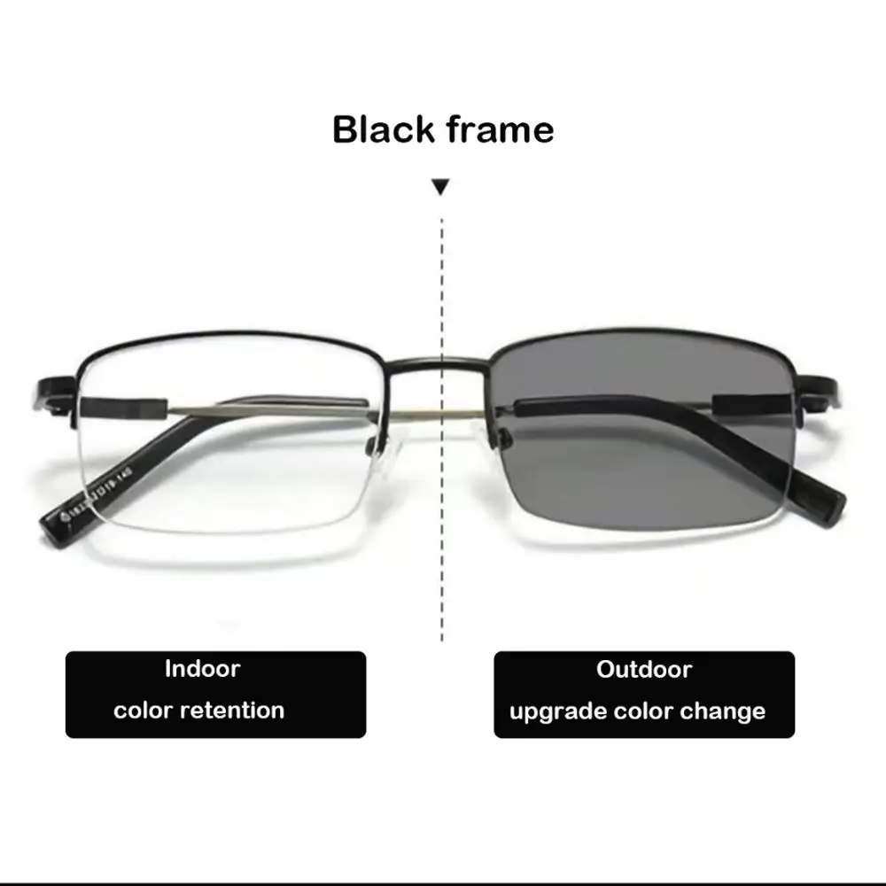 Heren multifocale presbyopiebril Kleurveranderende intelligente zoom High-Definition leesbril Tweeërlei gebruik binnen en buiten