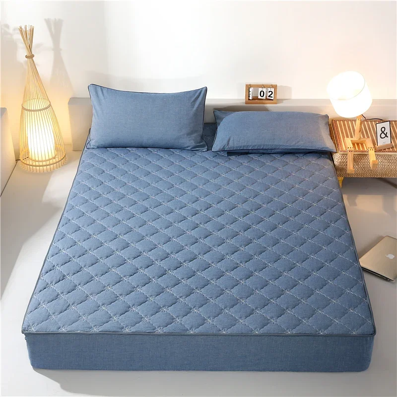 100%Cotton Mattress Cover Quilted Fitted Bed Sheet Single/Queen/King Thicken Japanese Style Mattress Protector cubre colchón