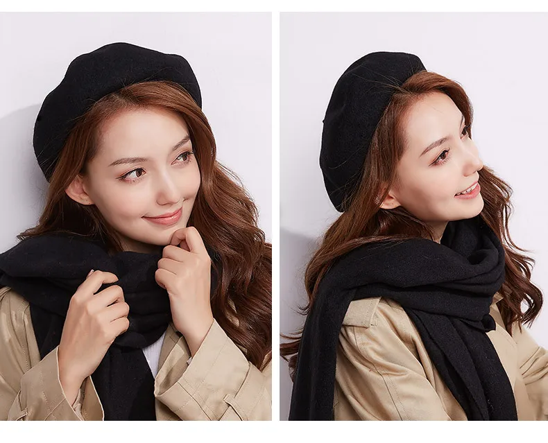 قبعة صوف جديدة للخريف والشتاء للسيدات كاجوال متعددة الاستخدامات من الصوف الدافئ قبعة رسام بريطاني حلوة ولطيفة