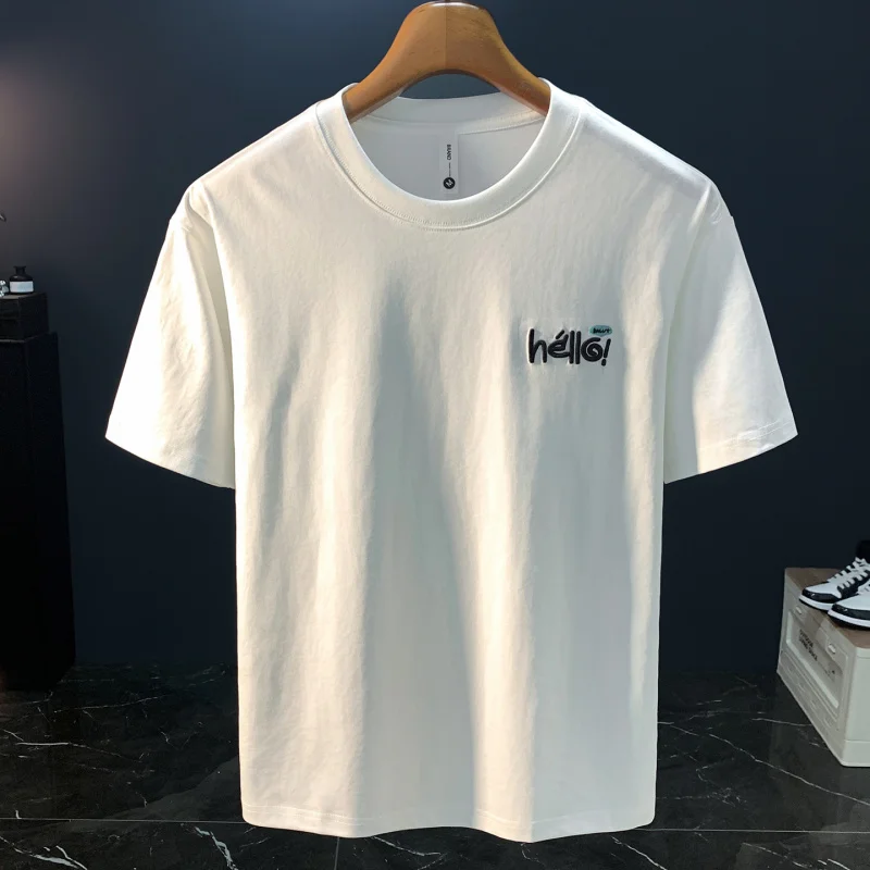 Camiseta de manga corta para hombre, camiseta de media manga con estampado de letras holgadas, fina, transpirable y cómoda, de verano