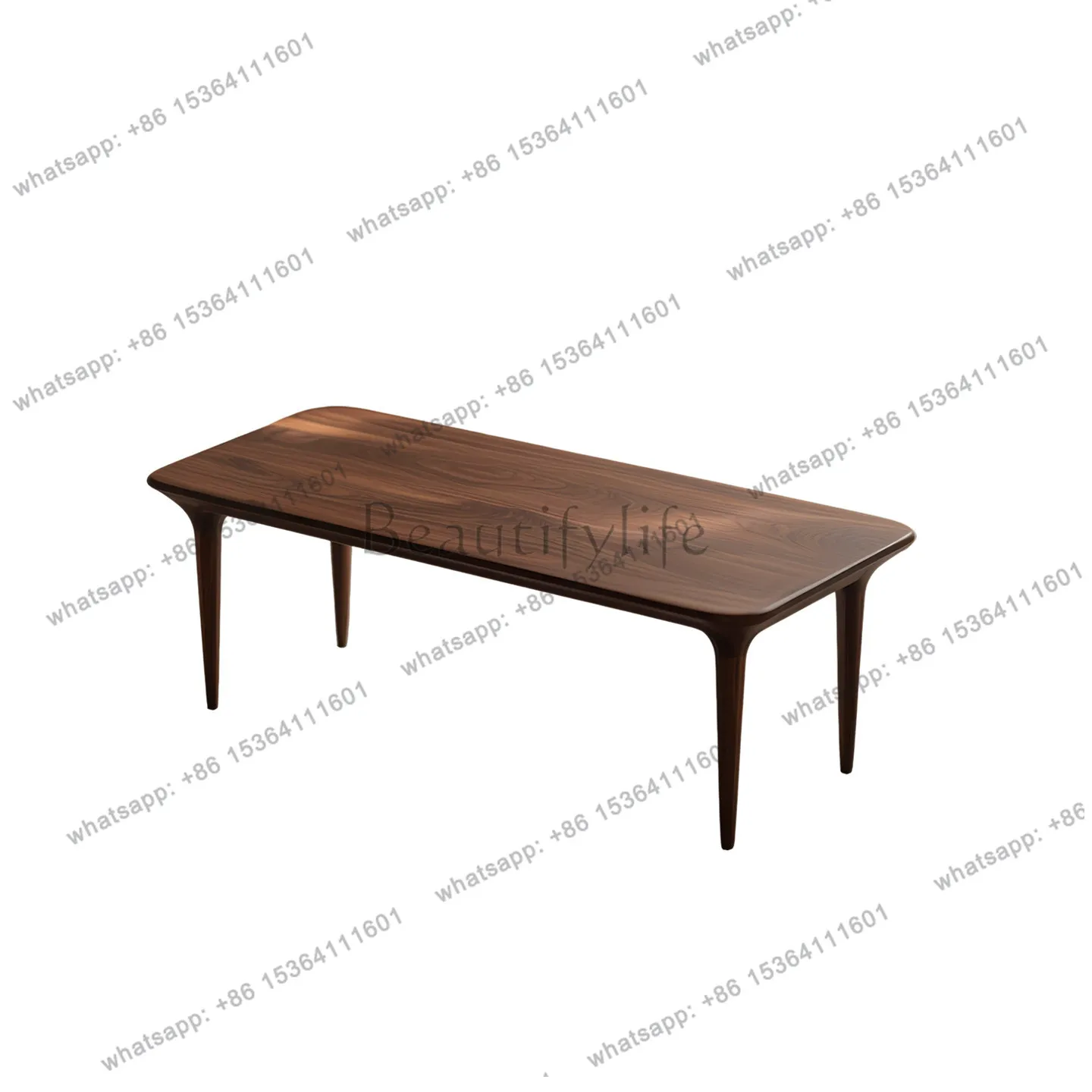 Medieval solid wood dining table, black walnut rectangular household dining table, wabi sabi