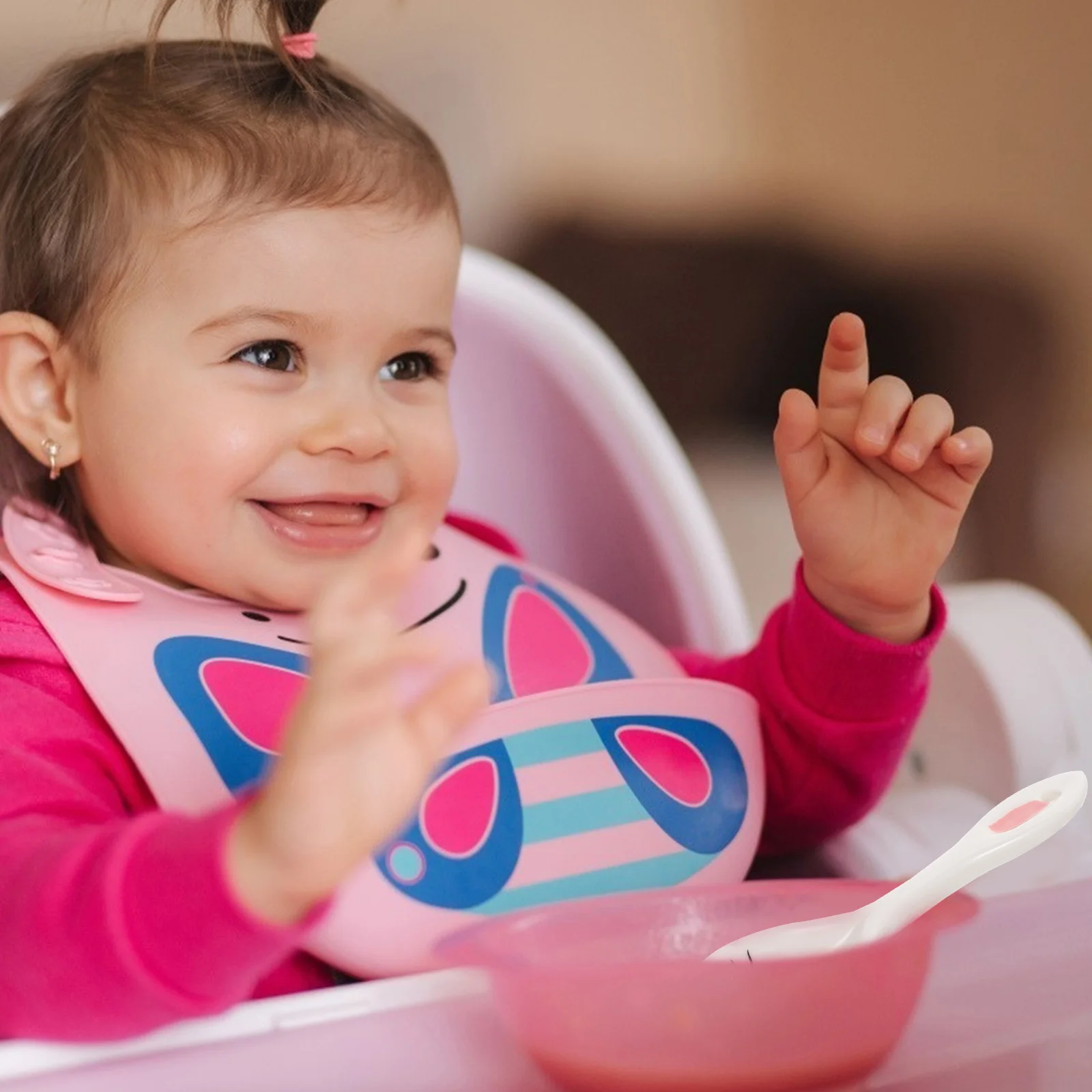 2 pçs crianças colheres dos desenhos animados cerâmica crianças colheres coelho design branco seguro utensílios de mesa do bebê adorável talheres crianças