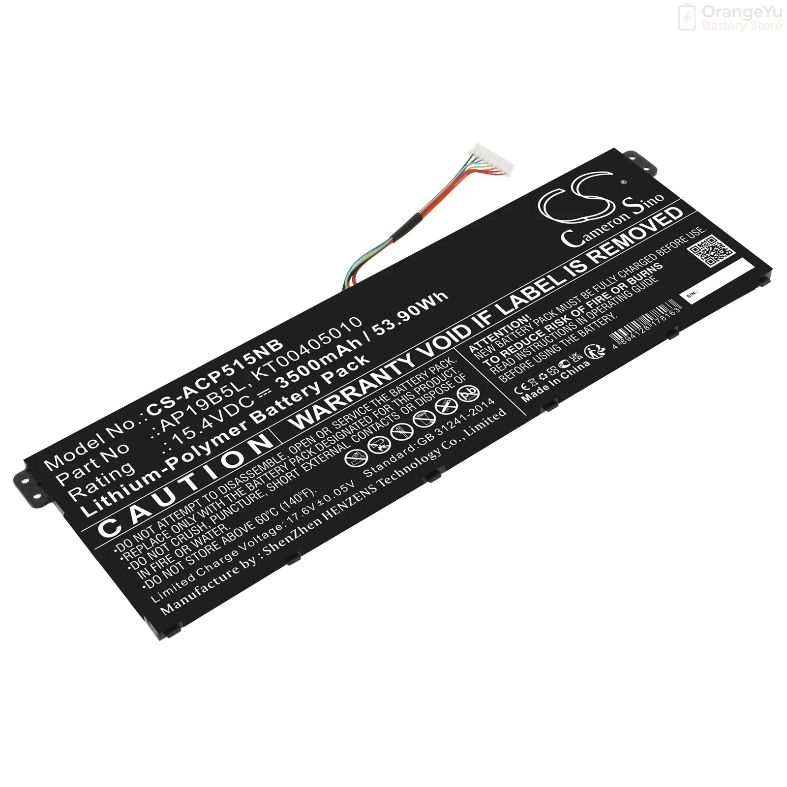 Replacement 15.4V 3500mAh Laptop Battery for Acer P19B5L A515-43-R19L Aspire 5 A515-43 Aspire Vero AV15-51-50VM TravelMate P2