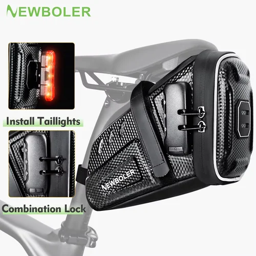 Bolsa para SILLÍN de bicicleta impermeable con bloqueo de contraseña, alforja para bicicleta de montaña y carretera, portaherramientas reflectante, accesorios para bicicleta