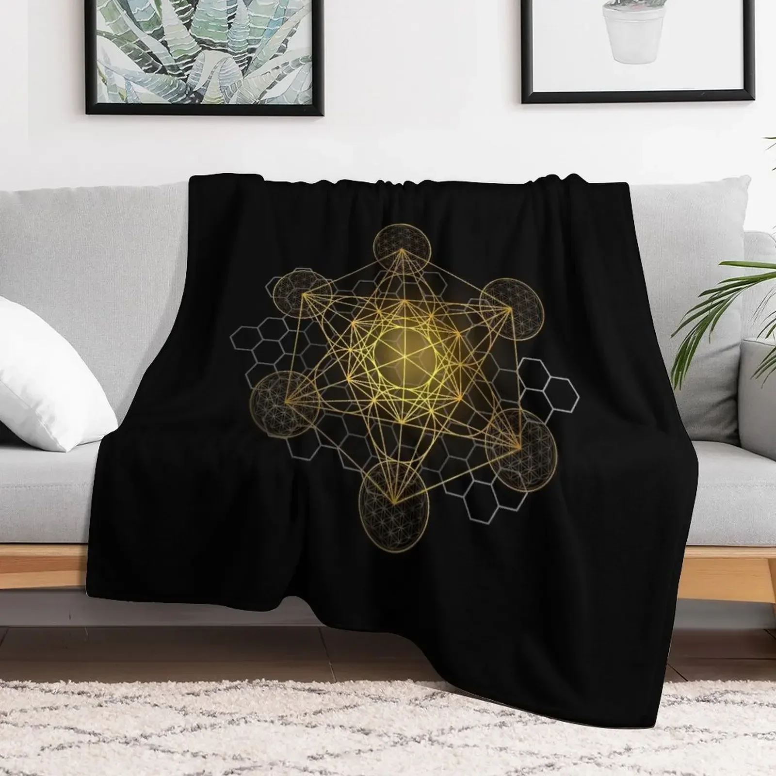

Sacred Geometry Metatron's Cube Throw Blanket Kid'S Decorative Sofas Decorative Throw Blankets