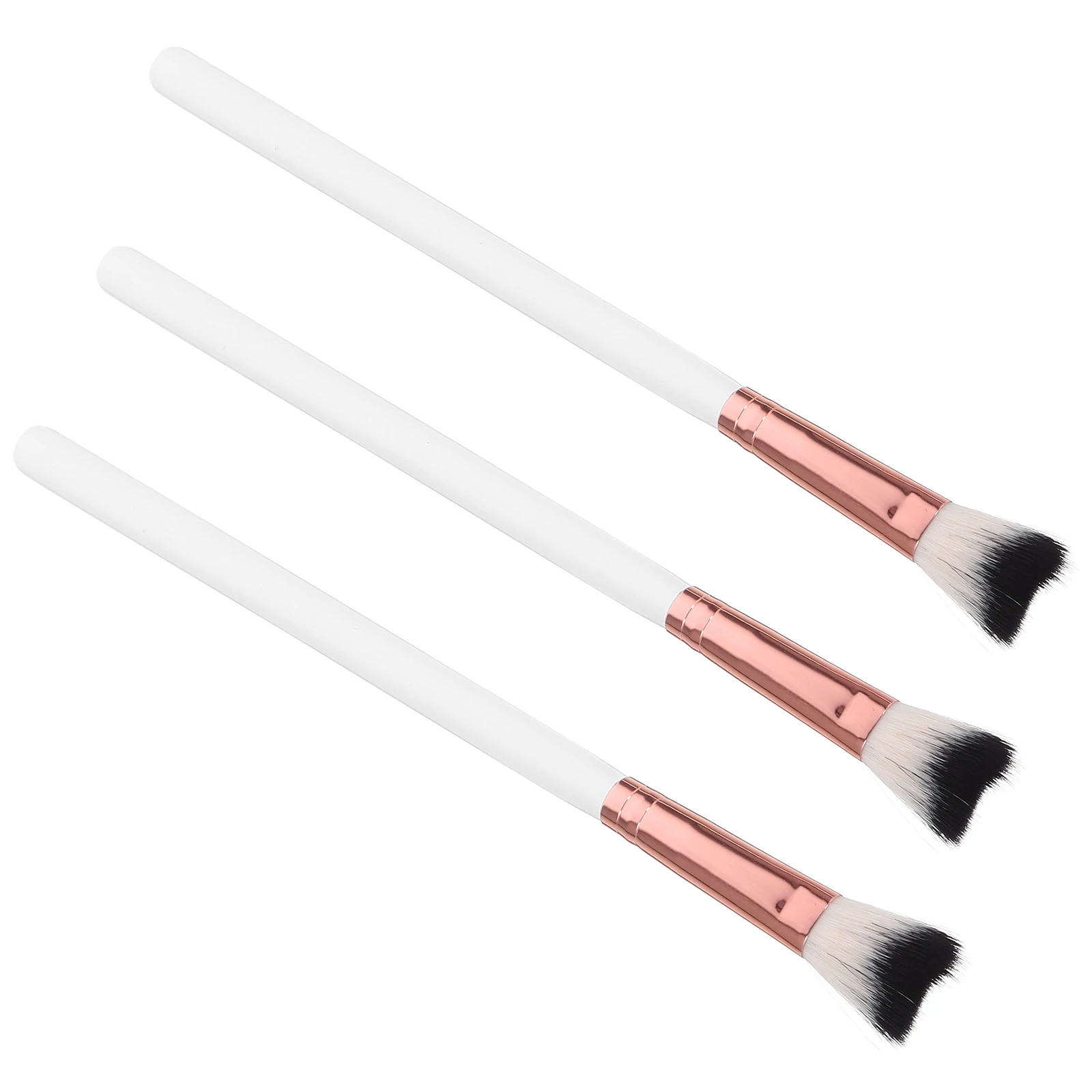 3 pçs nariz sombra escova destaque pincéis de maquiagem cerdas macias feminino alça de alumínio rosa ouro vshape contorno ferramentas