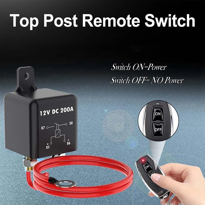 Remote Battery Disconnect Switch 200A 12V Top Post Negative Battery Shut Off Switch For Car RV Truck Vehicle,Battery