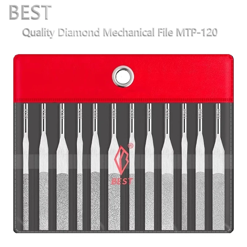 12PCS/SET BEST Diamond Pneumatic Tool File Set MTP-120 Mechanical File for Mold Polishing Tapered File Set