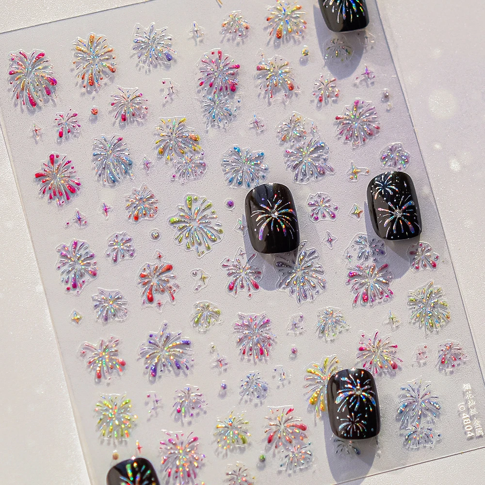 Magiczny Ognisty Zamek 5D Naklejki na Paznokcie Kolorowe Błyszczące Holograficzne Świecące w Ciemności Samoprzylepne Ozdoby do Manicure