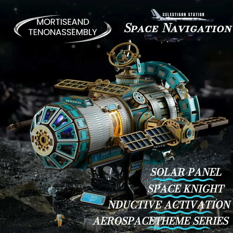 DIY Wooden Aerospace Theme Series Spacecraft Model Figurines Miniatures Model Kit for Friends Birthday Gifts Home Decor Crafts