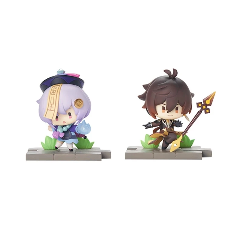 7-10cm Genshin Impact Anime Figure Liyue Battlefield Heroes Action Figure Qiqi/Morax/Ganyu/Xingqiu/Chongyun/Keqing Figurine Toys