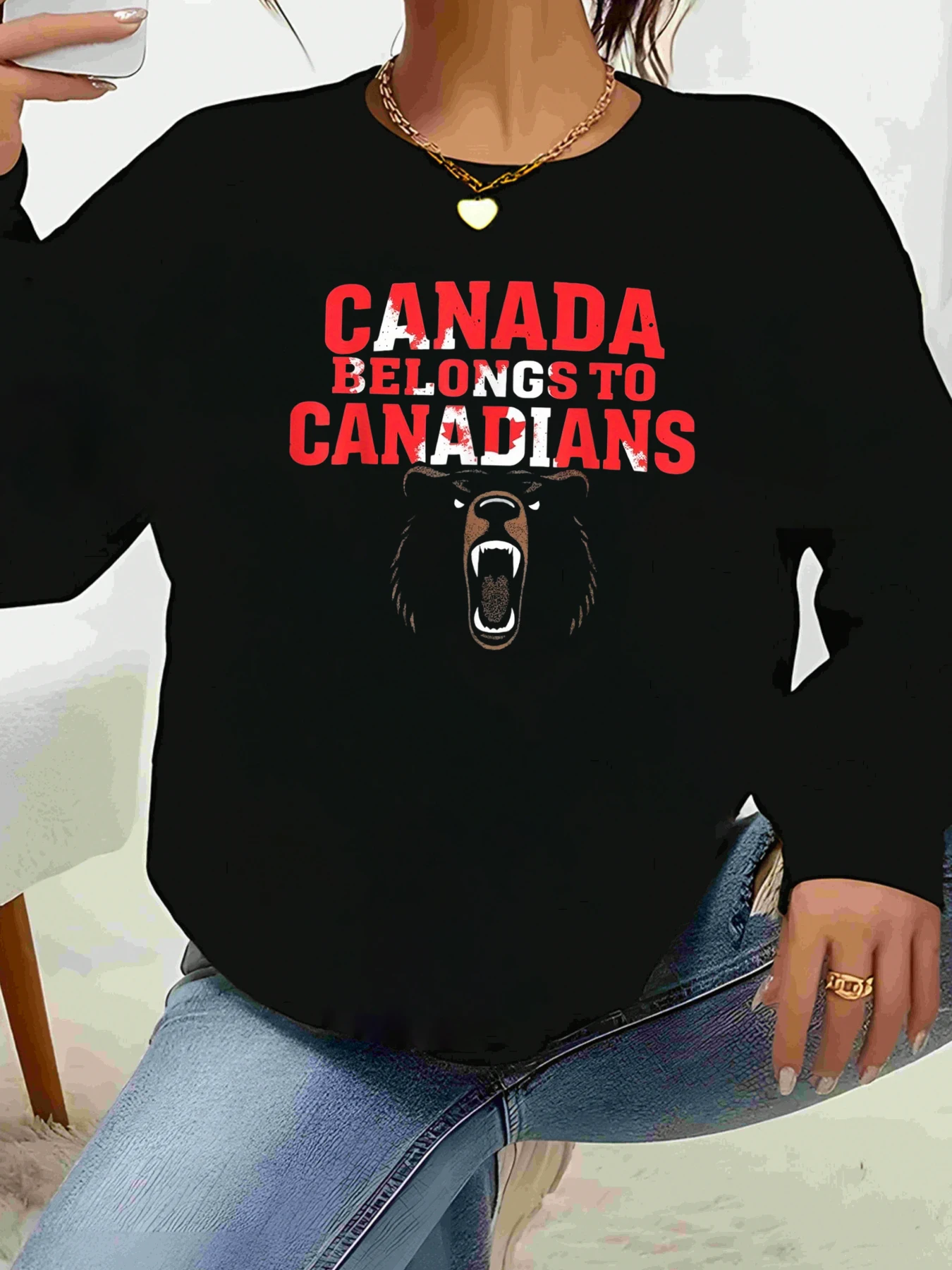 

Canada Belongs to Canadians Повседневная одежда с длинными рукавами и принтом медведя для женщин