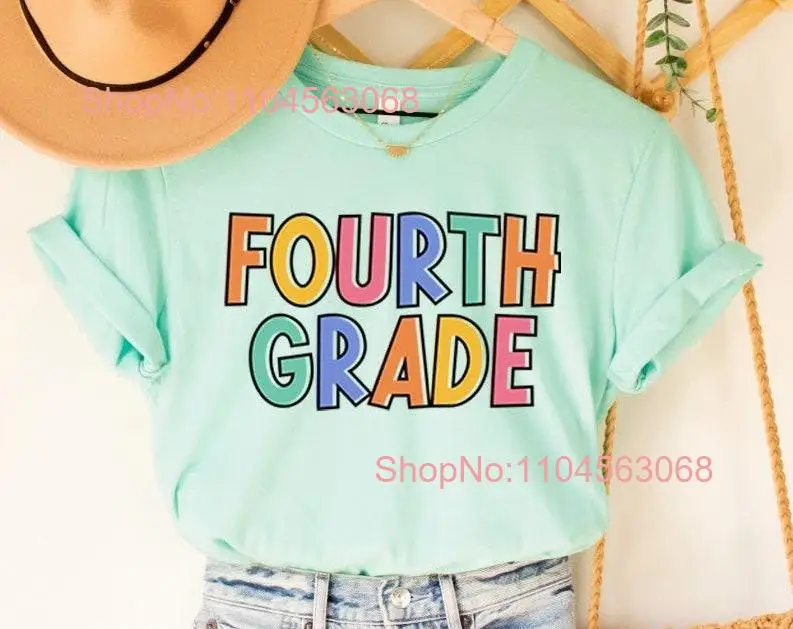 

Футболка учителя 4-го класса «Четвертое обратно в школу», первый день начальной школы с длинными или короткими рукавами