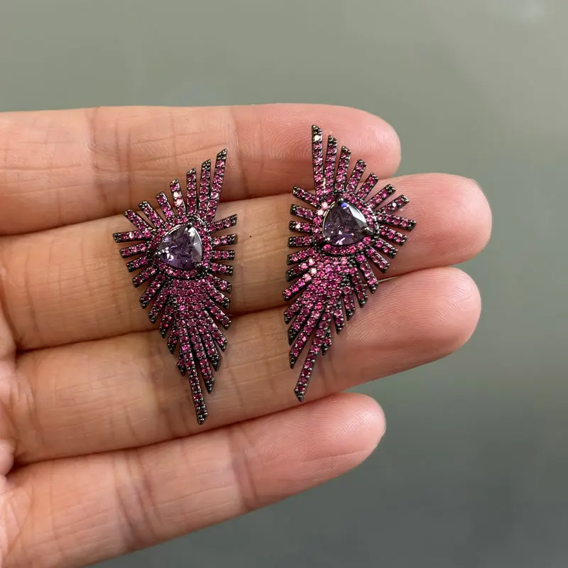 Bilincolor Fashion Red Geometric Earring for Women