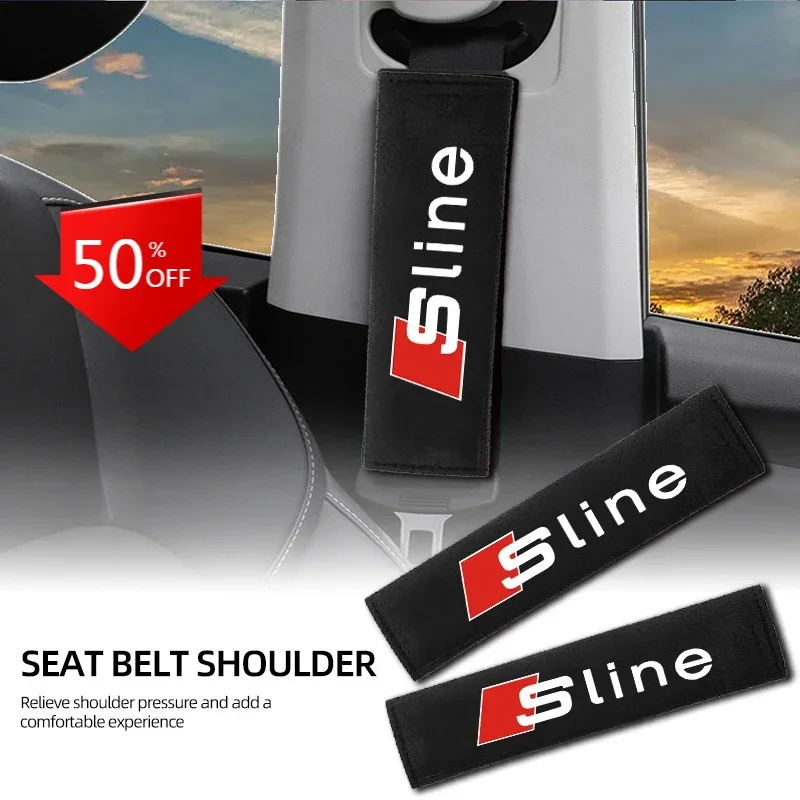 Couvre-ceinture de sécurité souple pour voiture, 2 pièces, avec emblèmes, soulageant la pression, pour Audi A4 A3 A5 A6 A7 A8 Q3 Q5 Q7 Q8 B5 B6