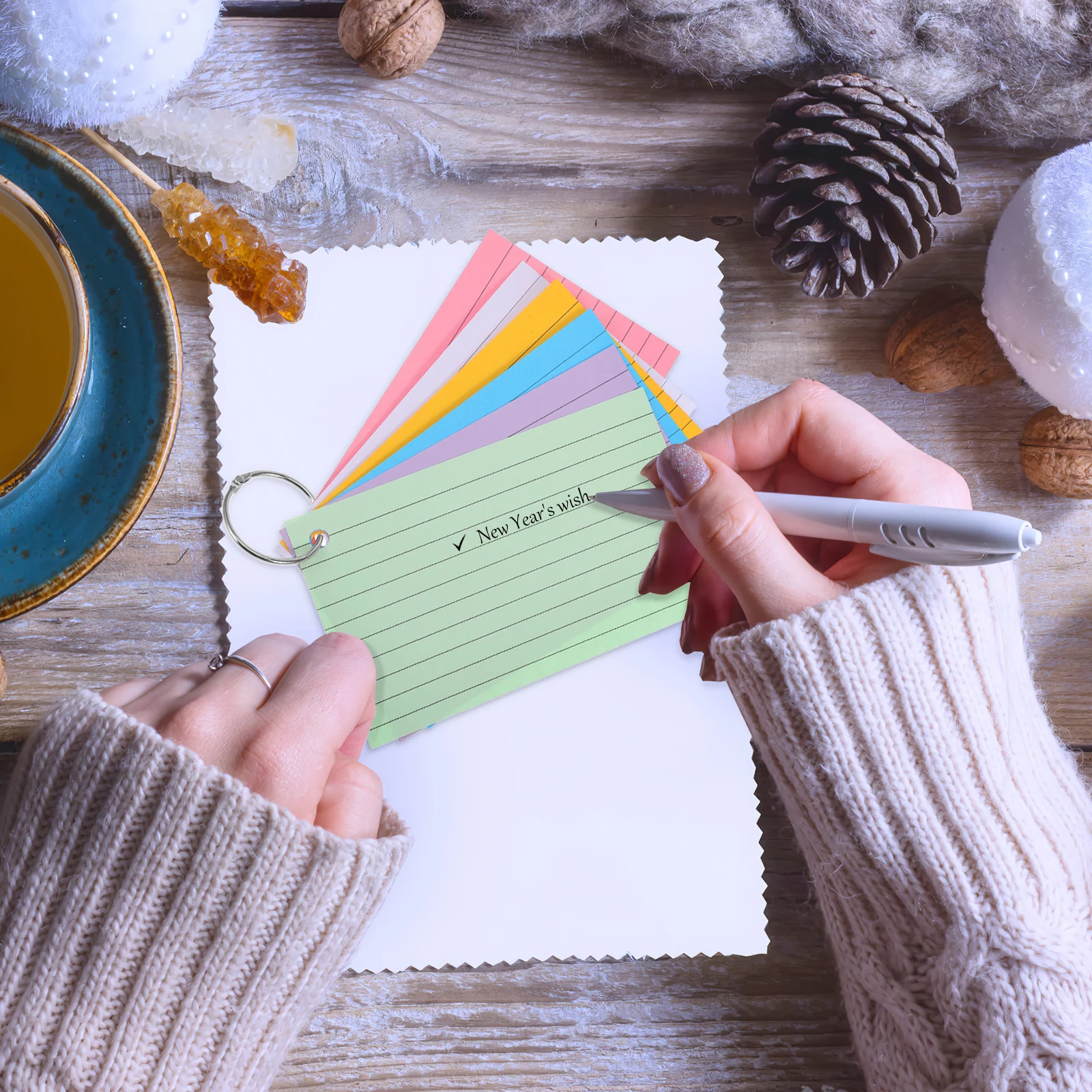 

6 Pcs Index Cards with Loose Book Ring Notes Flashcards For Studying Line