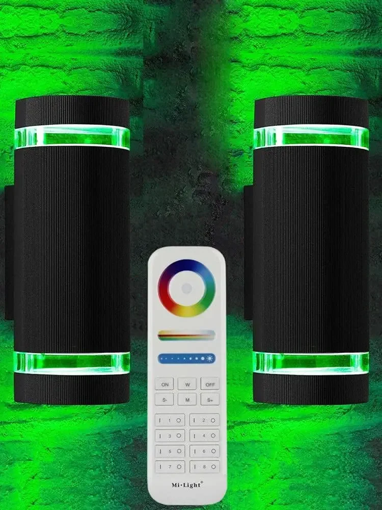 RGB Color Changing Lighting LED Double Up and Down Outdoor Wall Light 12W 1200lm,White Temperature 2700k- 6500k RGB+CCT 9
