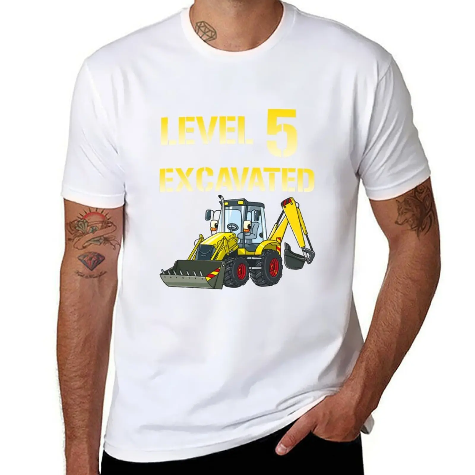 

Kids 5th Bday Boy Excavator Outfit 5 Yr Old Birthday Party Gift Level 5 Excavated Funny Excavator Birthday T-Shirt