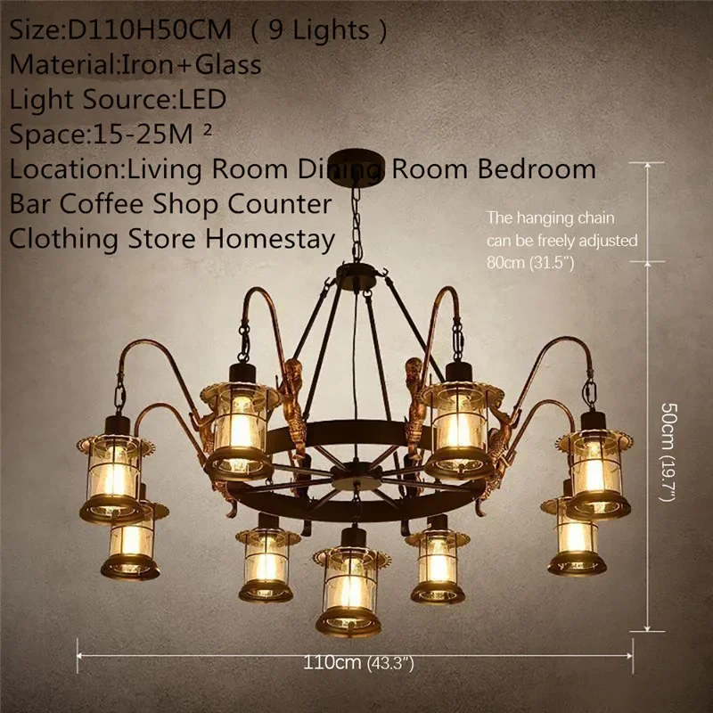 American Retro Pendent Lamp Industrial Wind Living Room Restaurant Loft Clothing Store Cafe Bar Box