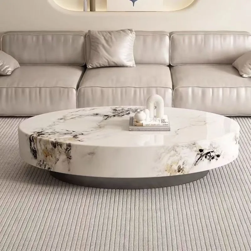 New oval fashion special-shaped minimalist coffee table living room combination pebble high-end small apartment crystal stone co