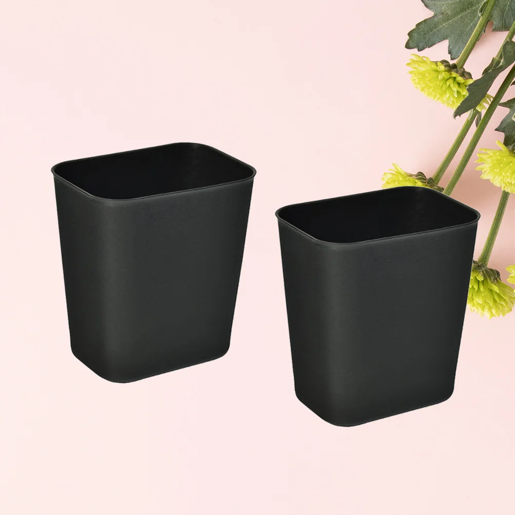 

2Pcs Japanese Style Small Trash Can Square Desktop Waste Bin 14L Black Household Garbage Organizer for Kitchen Bedroom