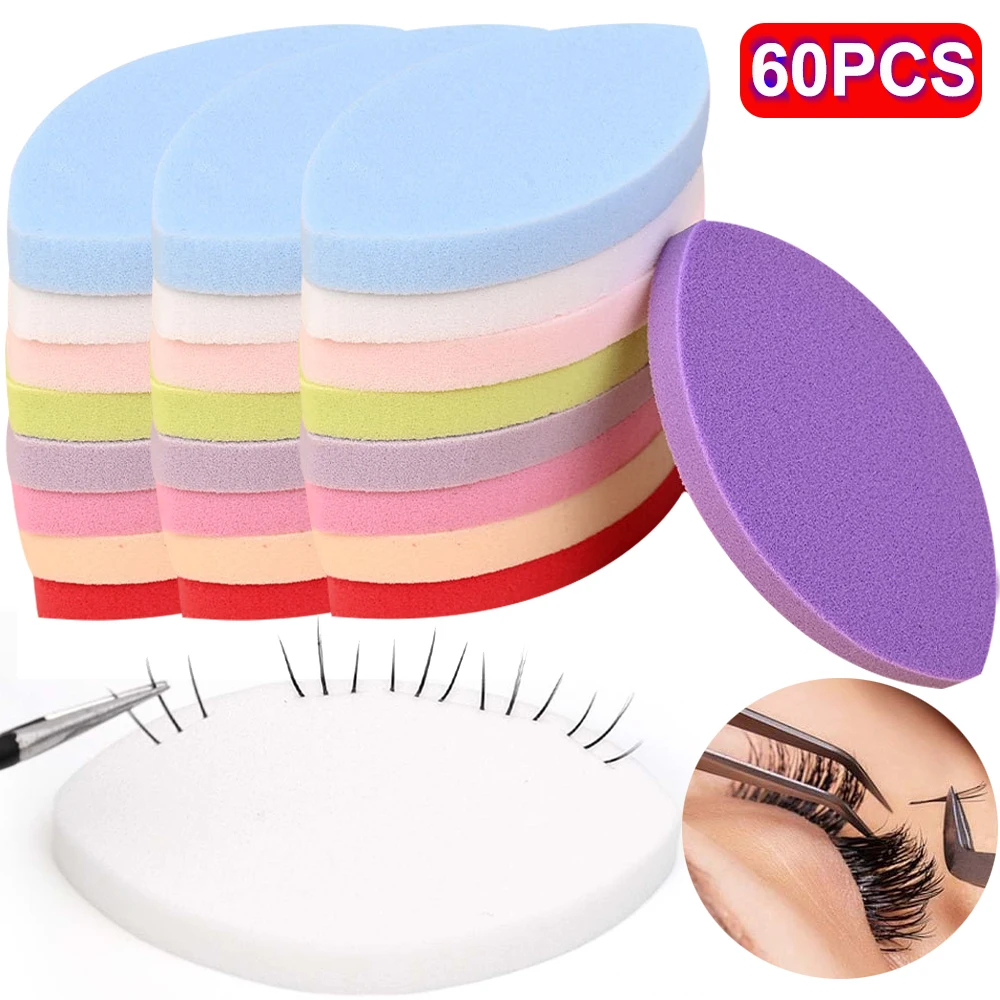 20-60PCS Soft Sponge False Eyelash Pads Beginner Lash Map Chart Wispy Lashes Reusable Makeup Puffs Practice Eyelash Extensions