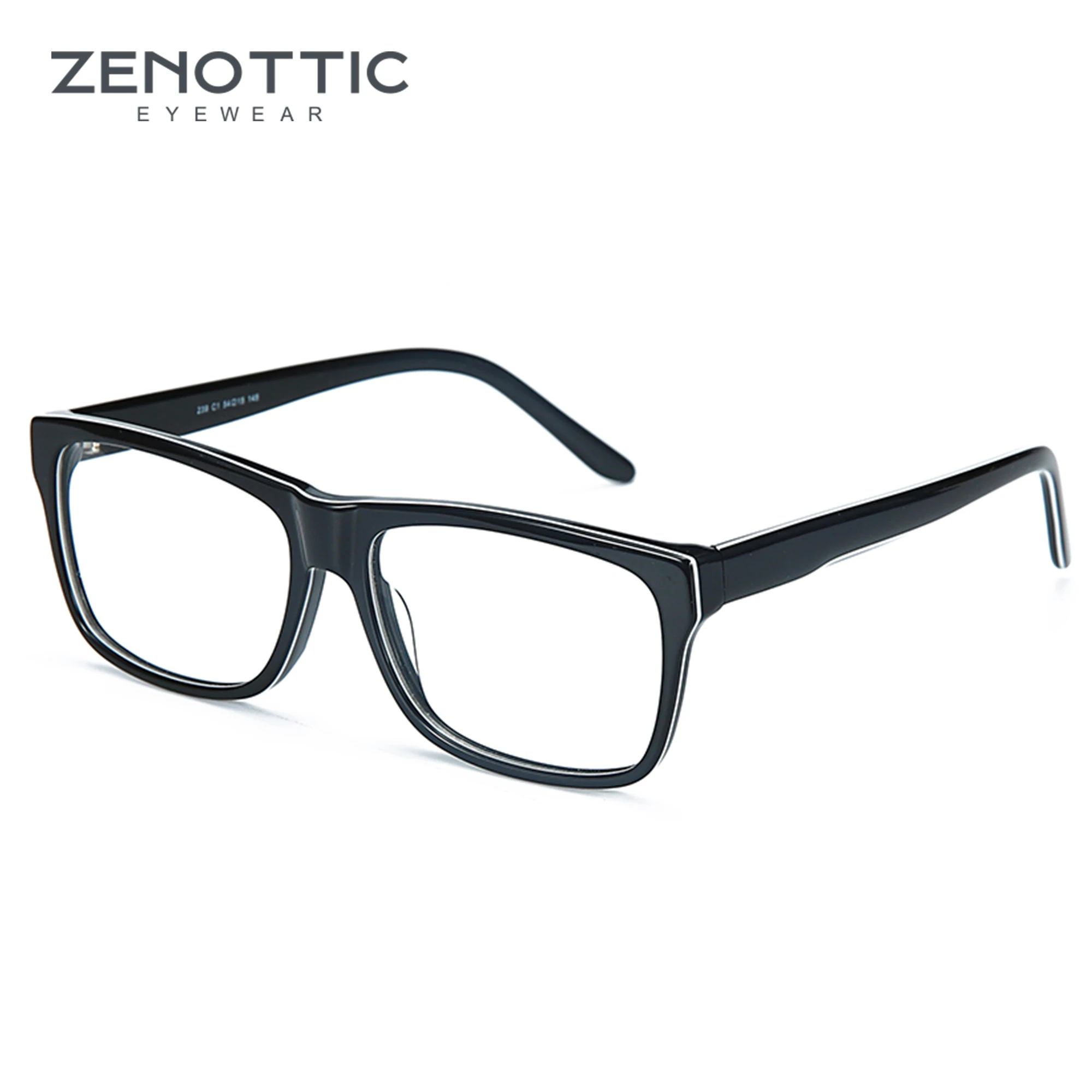 

ZENOTTIC 2024 Acetate Optical Glasses Thick Frame for Unsiex Non-Prescription Fashion Square Eyeglasses 239