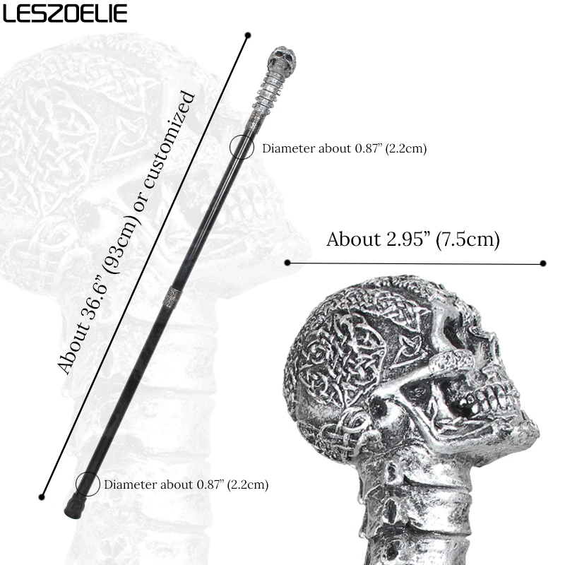 Bâton de marche en résine crâne tête de mort pour homme et femme, bâton de marche décoratif, Vintage, en métal, à la mode, de luxe