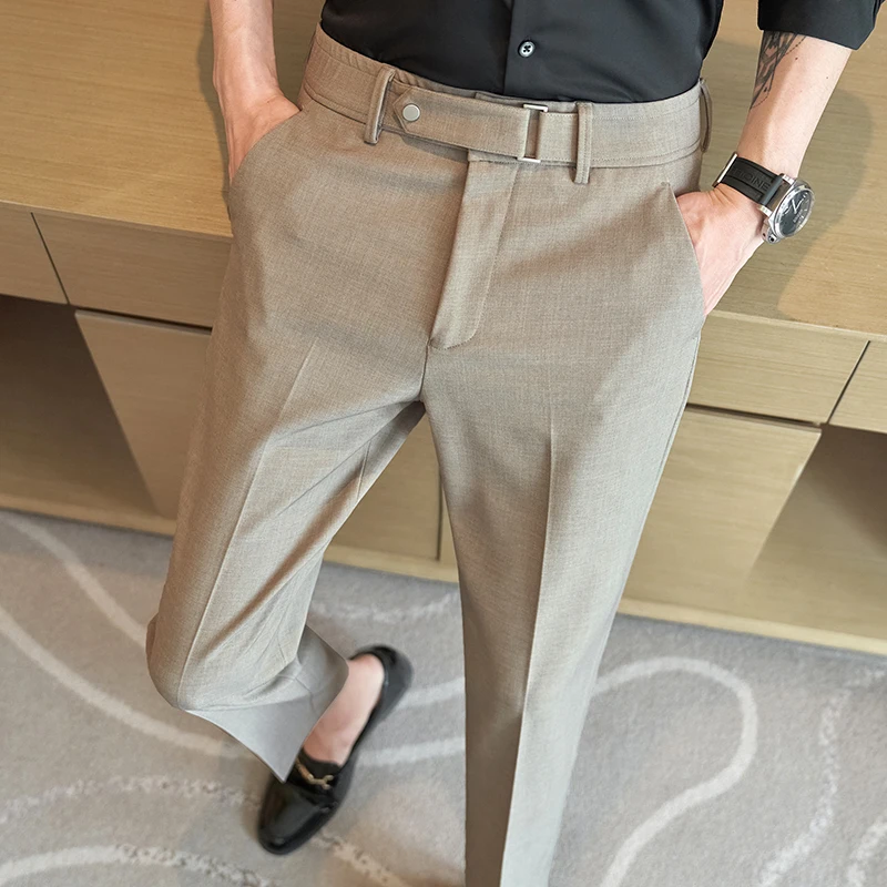 

Men Suit Pants Dress Pantalone Hombre Stretch Slim Formal Trousers Masculina Solid Color Casual Pants Fashion Men Clothing 28-36