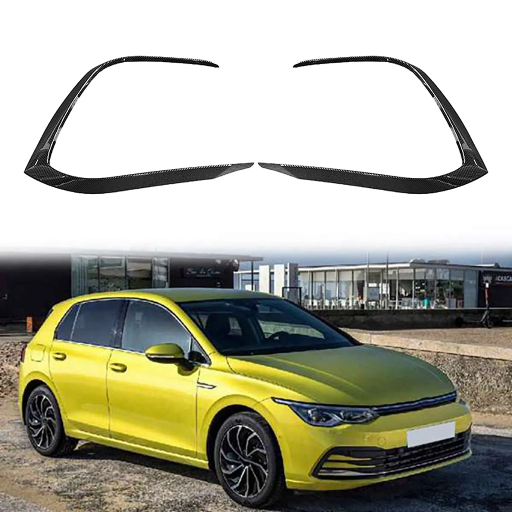 Car Front Bumper Fog Light Lower Grille Frame Spoiler Splitter for Golf 8 MK8 2020 2021 Carbon Fiber