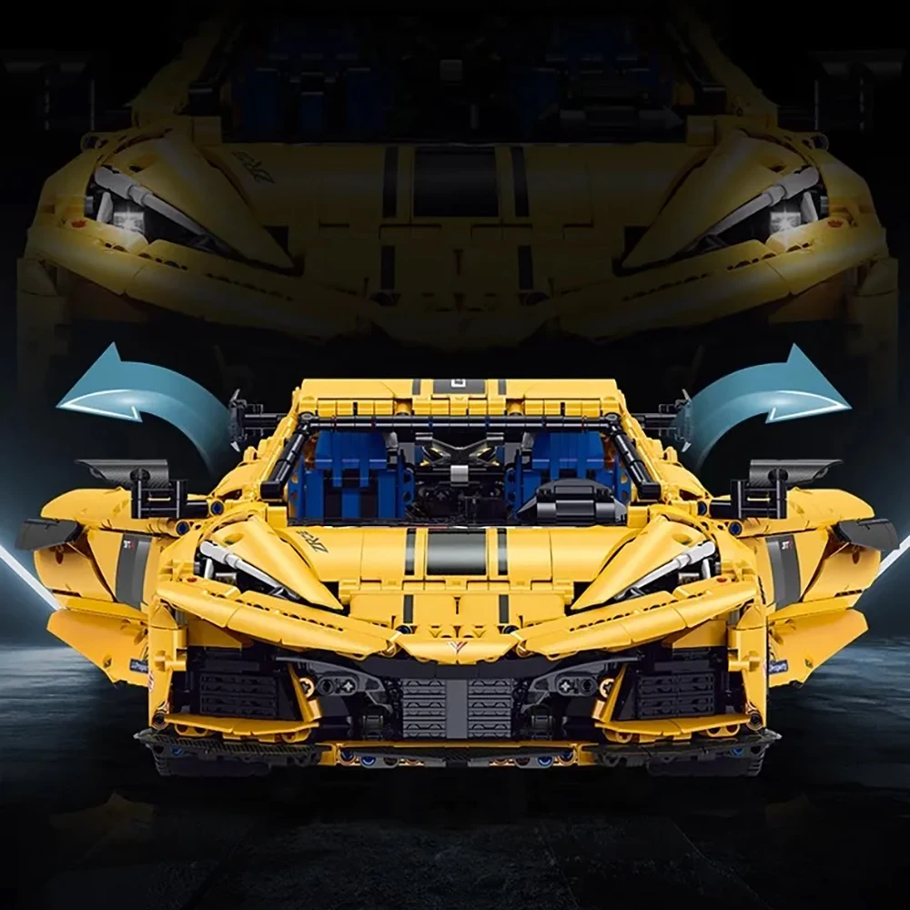 รถสปอร์ตใหม่ รุ่นจำลอง 1:8 ตัวต่อ 3372 ชิ้น ชุดตัวต่อเทคนิค สีเหลือง ของเล่นประกอบบนโต๊ะสำหรับเด็กผู้ชาย ของขวัญปี 2026