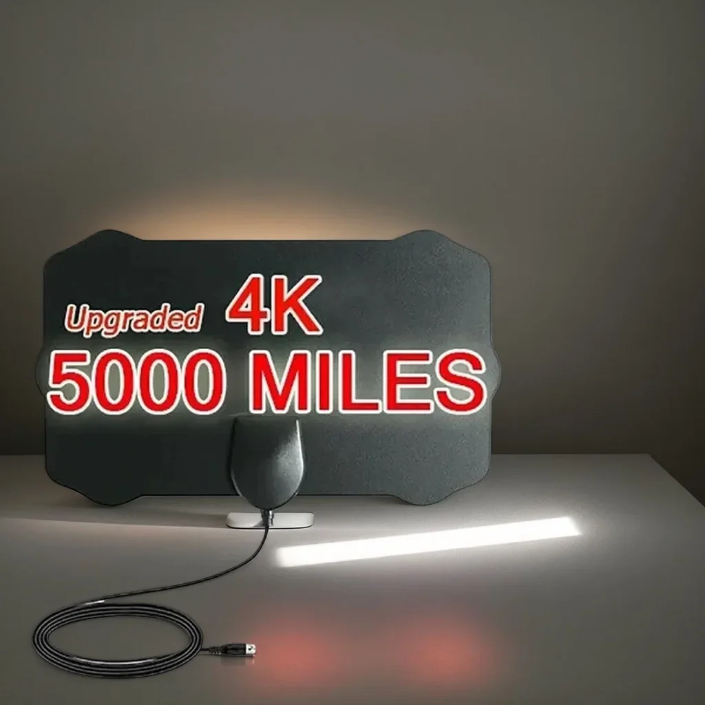 5000 Miles HD TV Antenna - 8K/4K/1080P Indoor Digital with DVB-T/DVB-T2 (UHF/VHF) (25dB) (Enhanced) (Clear)