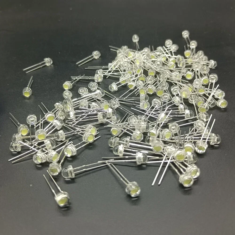 100PCS NEUE F5 5mm Weiß Super Helle LED Lampe Weitwinkel Transparent