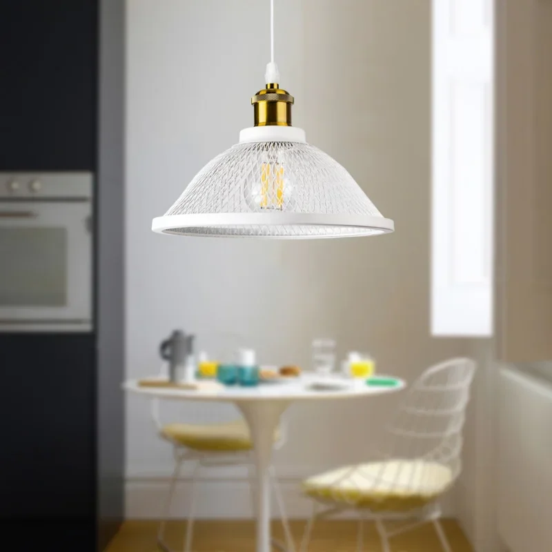 SANDYHA Modern Creative Pendant Light Retro Industrial Style Grid Led Lamps for Bedroom Bedside Dining Room Decor Chandeliers